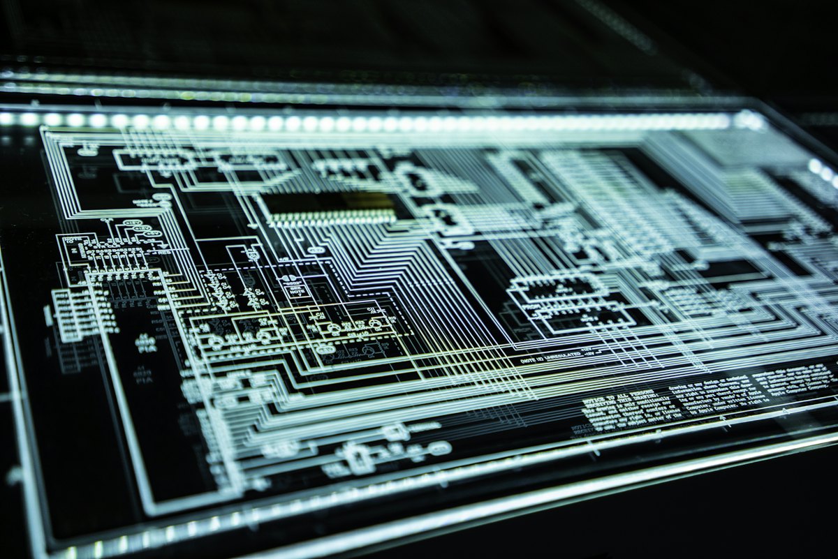 Detail of an illuminated circuit board